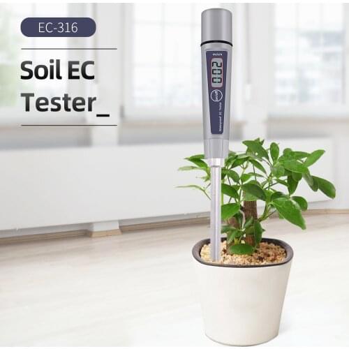 EC-316 Soil EC Tester ATC 4 Digital LCD Aquarium Swimming Pool Hydroponic Laboratory Food Conductivity Meter 0-4.00 mS/cm