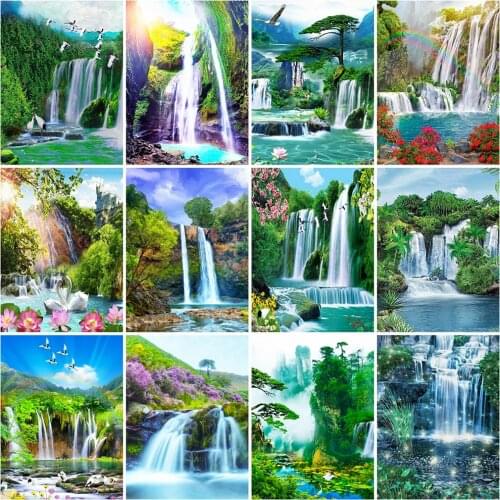 Evershine Diamond Painting Waterfall Cross Stitch Kit Diamond Embroidery Landscape Full Square Rhinestone Mosaic Wall Art