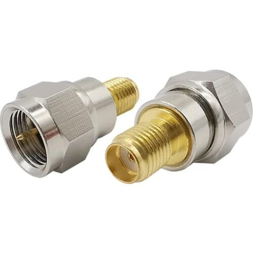 1Pcs Brass F Male to SMA Female RF Coaxial Connector SMA to F Adapter Nickel Plated