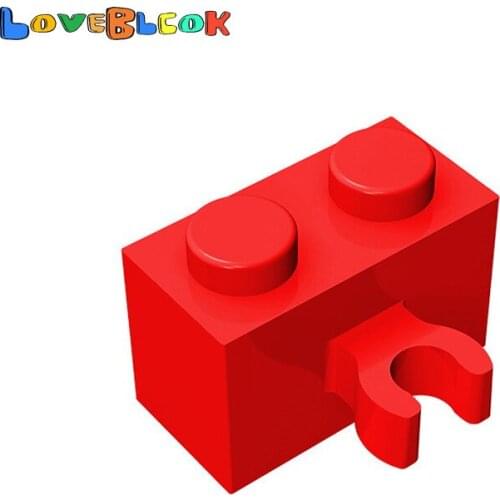 Brick 1x2 with Vertical Clip Building Blocks Assembles MOC Technical Parts Toy Creative For Kids Compatible 30237 10pcs/Lot