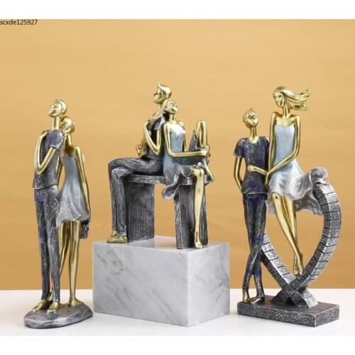 Creative Resin Couple Sculpture Coffee Table Cabinet Furnishings Abstract Figure Statue Wedding Gift Living Room Home Decoration
