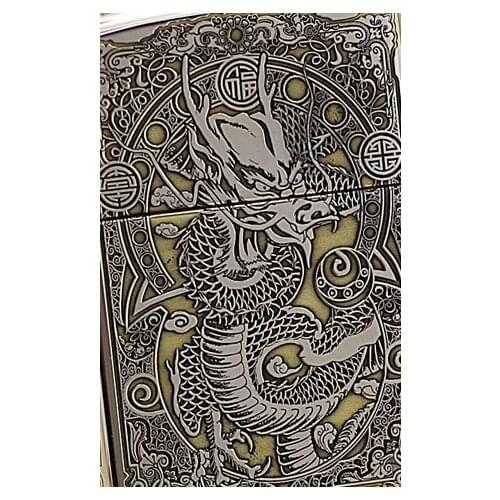 LXF Five-sided carved 167 five-claw silver dragon lighter
