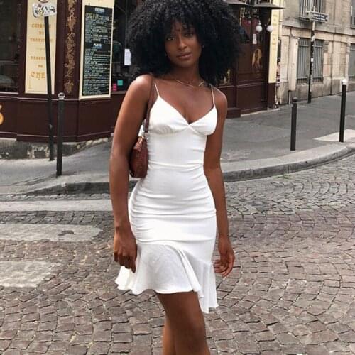 Spaghetti Straps Ruffles Mini Dress Club Party Elegant Sleeveless Slip Females Summer Sundress Outfits Holiday