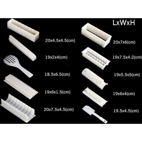 MLGB Multi Functional Sushi Tool Rice Ball Making Mold Seaweed Sushi Utensil Five in One Sushi 10 Piece Set