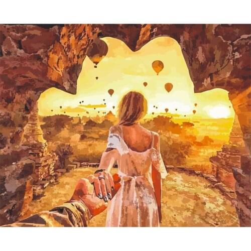 DIY Digital Painting By Numbers Package Cave wedding oil painting mural Kits Coloring Wall Art Picture Gift frameless