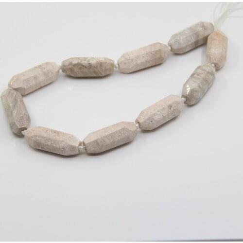 10PCS/str Faceted Natural Coral Jades Fossils Long Nugget Loose beads,Cut Chrysanthemum Agates Stone Pendants Jewelry Making
