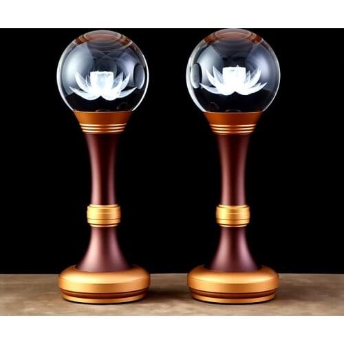 WHOLESALE BUDDHIST ARTICLE # 2PCS # GRECO-BUDDHIST HOME SHOP TEMPLE BUDDHISM RECITE CHANT SCRIPTURES PRAYER CRYSTAL LOTUS LAMPS