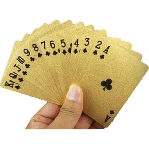 24K Gold Playing Cards Plastic Poker Game Deck Foil Pokers pack Magic Cards Waterproof Card Gift Collection Gambling Board Game
