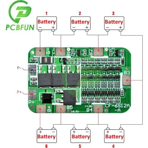 1PC 6S 15A 24V Lithium Protection Board For 6 Pack 18650 PCB BMS Li-ion Battery Cell Module Overcurrent Short Circuit Protection