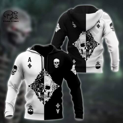 PLstar Cosmos 3Dprint Newest Ace Diamond Skull Art Harajuku Funny Unique Unisex Casual Black White Hoodies/Sweatshirt/Zip Style1
