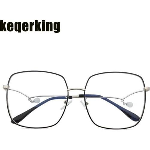 New Polygonal Glasses Frame Women Chain Beads Pendant Flat Mirror Literary Retro Female Tide Glasses Frame