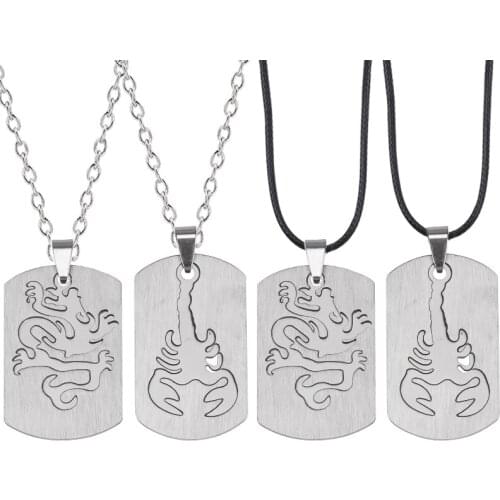 Popular Personality Male Necklace Animal Scorpion Titanium Steel Square Dragon Pendant Fashion Men And Women Jewelry Gift Hot