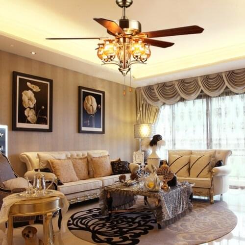 Ceiling Fans Lamp American Country Fan Lamp Dining Room Living Room Home European Retro Lamp Ceiling Fans with Lights