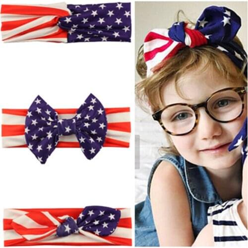 10pcs Girls 4th of July Headband For 2018 Independence Day Hair Accessories Kids Patriotic Hair Bows American Flag Hair Band
