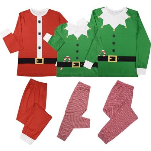 Family Matching Christmas Pajamas Christmas Men Women Kid Sleepwear Loungewear Long Sleeve Round Neck Top and Pants Set