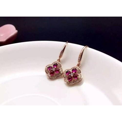 Natural red garnet stone drop earrings 925 silver Natural gemstone drop earring women personality drop Earrings for wedding