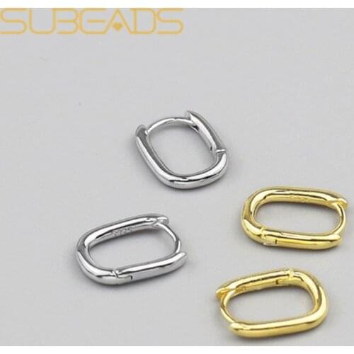 Subeads Real 925 Sterling Silver Oval Hoops Earrings For Women Ins Geometric Drop Earrings Jewelry Mujer Boucle D'oreille Femme
