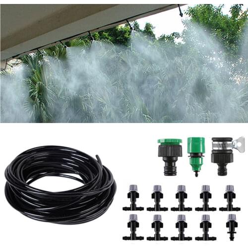 Mist Cooling System 20m/10m Pipe Diy Irrigation System Outdoor Misting Set Summer Outdoor Garden farm potted plant trampoline