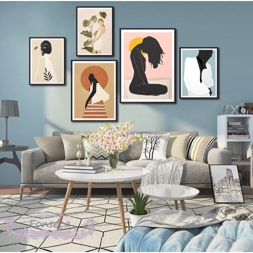 Modern Home Decoration Wall Artwork Canvas Paintings Abstract Woman Figure Modular Picture Hd Print Poster for Bedroom