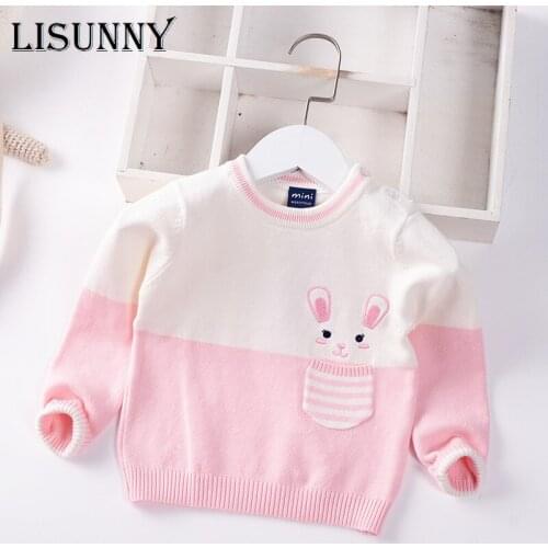 Girls Sweater 2021 Autumn Winter Lolita Style Cartoon Embroidery Baby Sweaters Children Jumper Toddler Pullover Kids Clothes 0-5