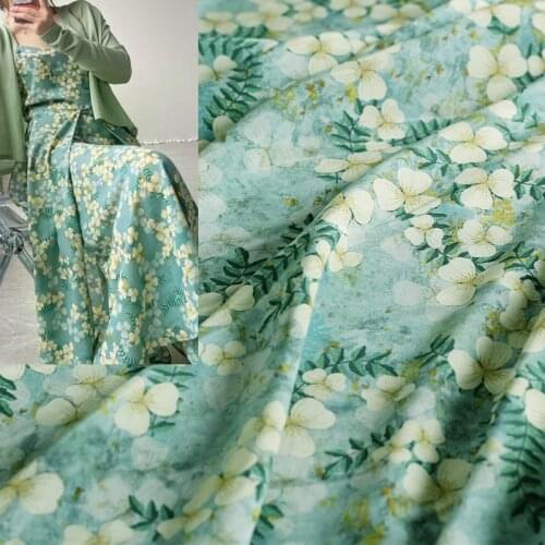 Red Raspberry 18momme Elastic Crepe Silk Flowers Printed Fabrics Garment Materials Women Dress DIY Sewing Cloth Freeshipping