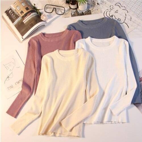 Knitted Woman Sweaters Pullovers Long Sleeve Tops Spring Autumn Basic Womens Jumper Slim Sweater Cheap Pull Winter Clothes