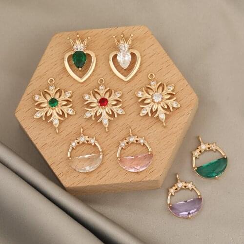 HAOSAW 6Pcs Jewelry Accessories/CZ Charms/DIY Making/Pendants For Necklace/Hand Made/Earring Part/Jewelry Findings & Components
