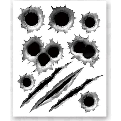 1Pcs 23*29cm Funny Car Stickers 3D Bullet Hole Car Styling Accessories Motorcycle Scratch Car Stickers And Decals