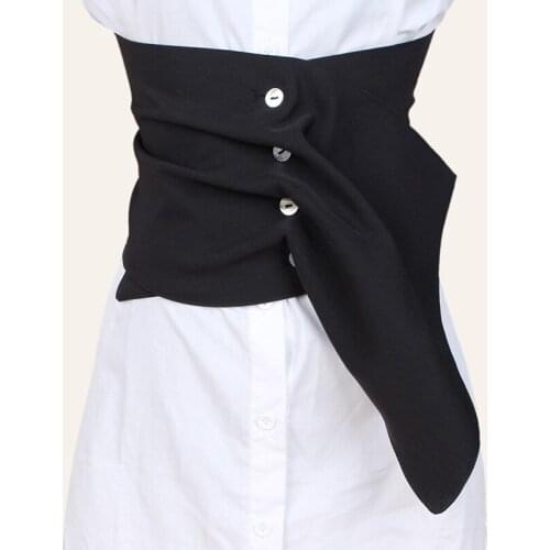 2020 White Black Suit Fabric Ruched Corset Belt Irregular Button Wide Waist Belt Women Brand Shirt Ladies Waistband Caestus Belt