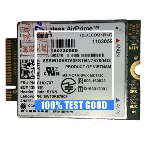 01AX737 For Lenovo 4G module EM7430 GOBI6000 ThinkPad T470S, X270, X1-CARBON, X1-YOGA, X1-TABLET, YOGA-370, LENOVO-TABLET-10