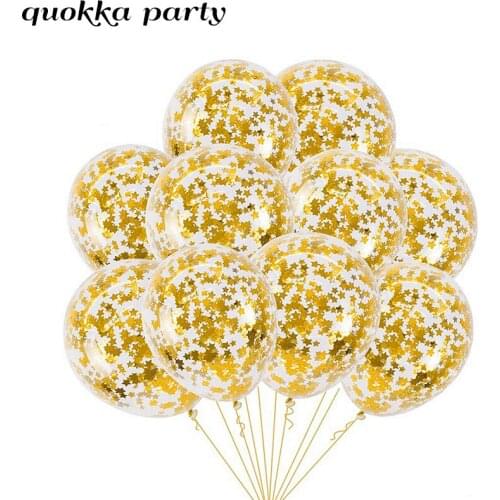 10pcs Confetti Balloon Wedding Birthday Party Balloons Decoration Gold Foil Balloon Transparent Latex Ball Baby Shower Ballon