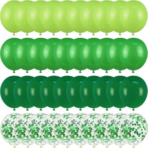 40pcs Green Balloons Set Metallic Confetti Balloon Jungle Safari Animal Birthday Party Decorations Kids Boy Baby Shower Favors