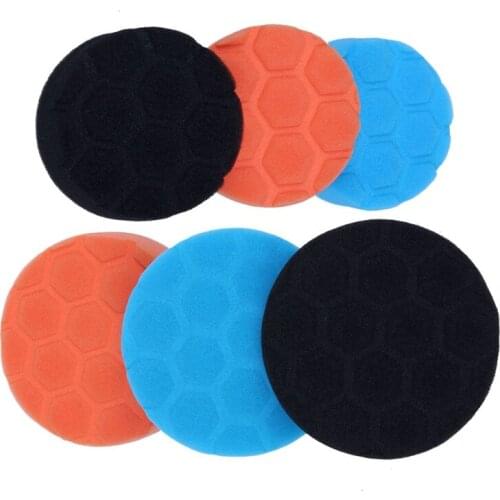 6 Pcs Hex-Logic Buff Buffering Polishing Pad Kit for Auto Car Polisher 3 Inch & 4 Inch