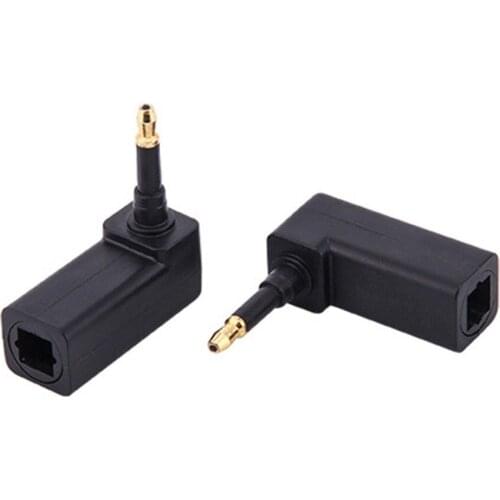 90 Degree Square TOSLINK To Mini TOSLINK 3.5mm Optical Fiber Plug Adapter Square-to-circular Digital Audio Fiber Line Converter