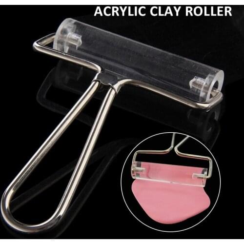Acrylic Clay Roller Brayer Rolling Pin Polymer Clay Stamping Tool DIY Craft Arts Clear Clay Roller Polymer With Metallic Handle
