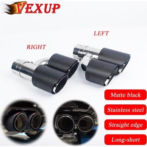 Car Carbon Fiber Matte Black Muffler Tip H Shape Double Exit Exhaust Pipe Mufflers Nozzle Decoration Universal Stainless