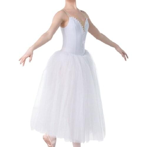 Ballet skirt professional childrens dance dress skirt yarn competition long skirt white tutu adult ballet costume