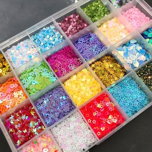 24 Grids Heart Star Flower Paillette Loose Sequins for Crafts Flake Confetti DIY Glitter Sequin Wedding Nail Art Decoration
