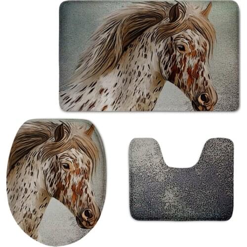 3D Crazy Horse Print Toilet Cover Non-Slip Crpets for Bathroom Rugs Toilet Lid Protect Cover Home/Hotel Decoration Mat Carpets