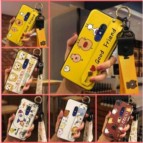 Phone Holder New Arrival Phone Case For Alcatel 1C Lanyard TPU Cartoon For Girls For Woman Soft