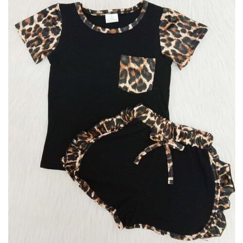 Kids designer clothes girls summer clothing outfits milk silk boutique kids outfits leopard print baby girls clothes sets rts