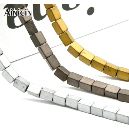 DIY Jewelry Making Findings 4x6mm Matt Cuboid Hematite Beads Gold Silver Coffee Color Palting Strand Loose Beads 5pcs/lot
