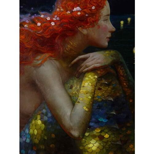 Home Art Decor Fantasy Vintage Mermaid Oil Painting Picture Printed On Canvas For The Sitting Room Adornment Art v6