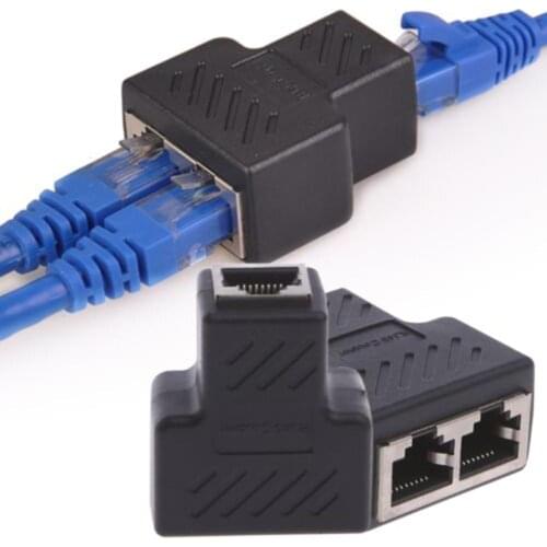 Two RJ45 Connector Interface 1 to 2 LAN Ethernet Network Extender Adapter Plug Splitter Connector for RJ45 Socket