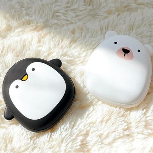 For Xiaomi Cute Penguin Polar Bear Electric Hand Warmers USB Rechargeable Double-Side Heating Pocket Warmer Christmas gifts