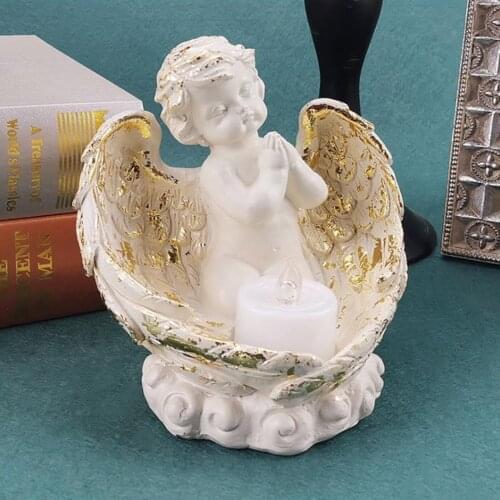 European Resin White Cute Angel Statue Decoration Crafts Creative Desktop Ornament Christmas Wedding Gifts Statue Figurines