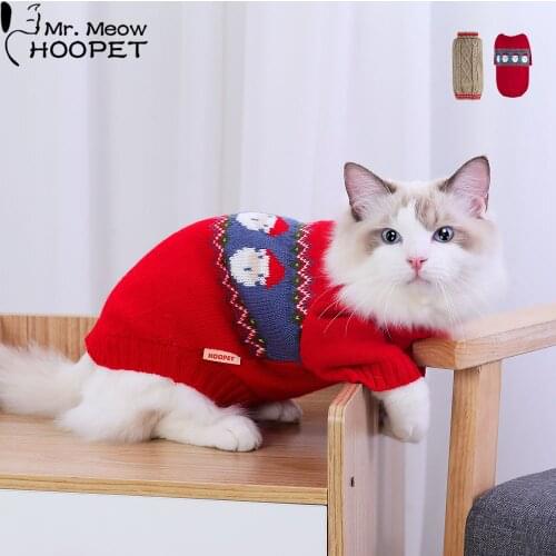 Hoopet Xmas Dog Sweater Snowman Christmas Clothes Warm Cat Costume Clothing Small Dog Knit 2 Feet Pet Jacket