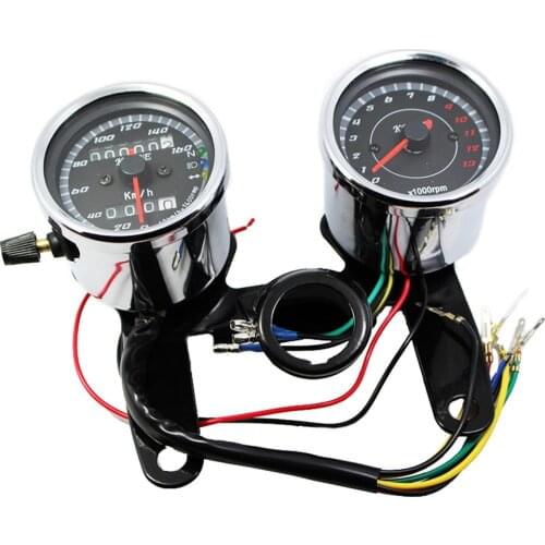 Chrome Motorcycle Speedometer Tachometer Set 0~160km/h Odometer Tacho Gauge 0-13000 RPM for Harley Honda Suzuki Kwasaki Yamaha