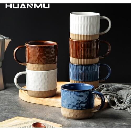 Art Handmade Mug Office Coffee Cup Ceramic Stoneware Mug Caramel Color Retro Water Cup Friends Gift اكواب