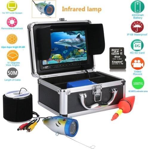 MAOTEWANG 7'' inch 1000TVL Fish Finder DVR Recorder Waterproof Fishing Video Underwater Fishing Camera 12 PCS LED Infrared